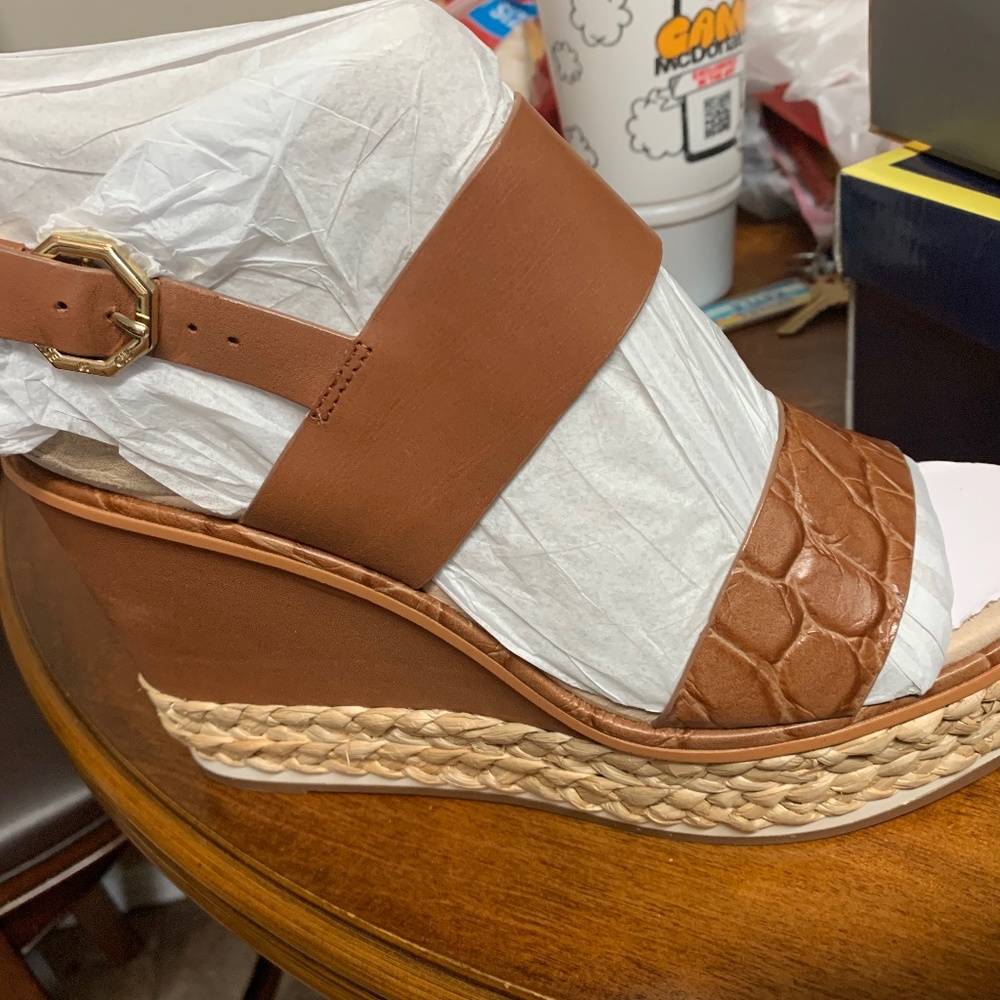 Brown wedge sandals
